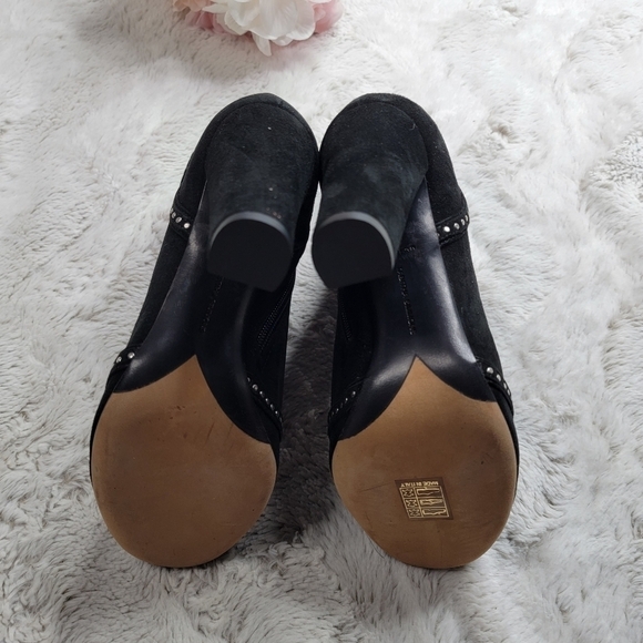 Tabitha Simmons Leather Upper Suede Ankle Lace Up Studded Accent Boots Size 37 - Picture 9 of 11